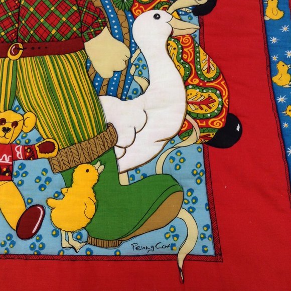 Vintage Quilted Baby Blanket Bears Cow Ducks Pigs Clown 33 1/2" x 41 1/2" - Picture 4 of 15